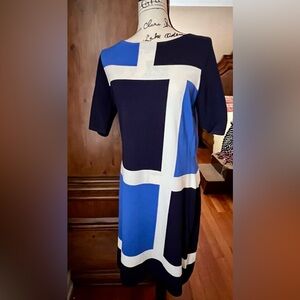 Ralph Lauren Elegant Blue and Black Color Block Dress